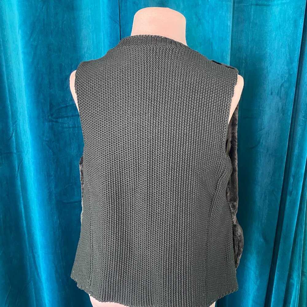 NWT Maurices Faux Fur Knit Vest in Black - Picture 10 of 11